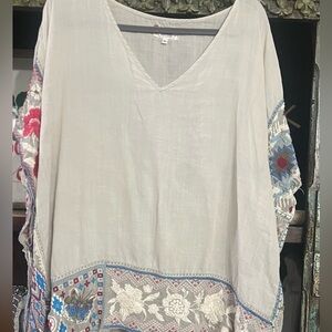 Johnny Was Worshop 100% Rayon Tunic . All edges are embroidered. Size XL